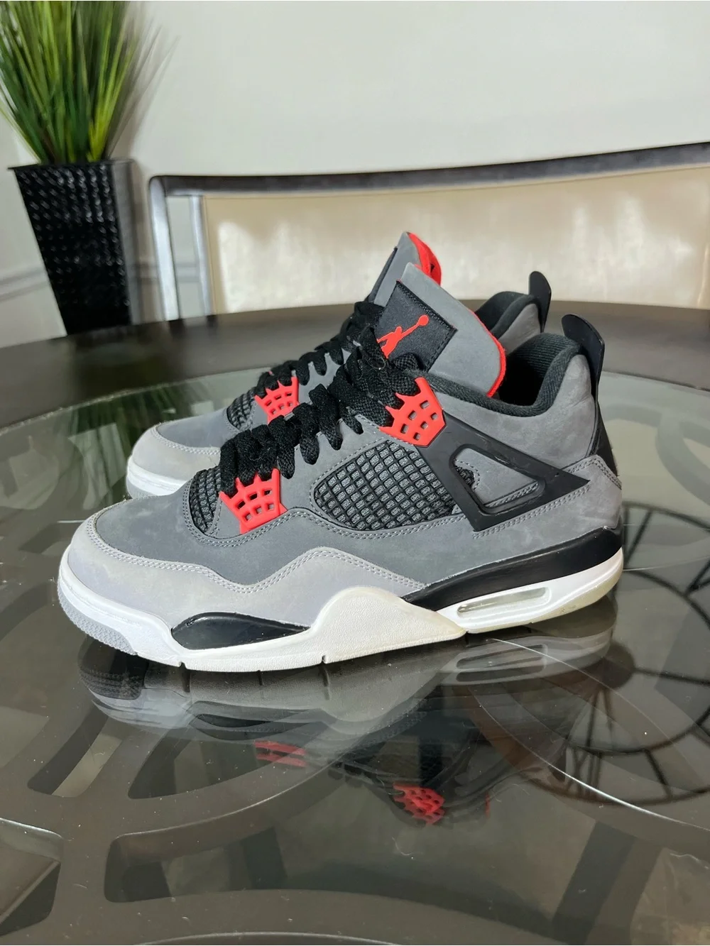 Nike Air Jordan 4 Retro Infrared Dark Grey Black White Mens Sz 8.5